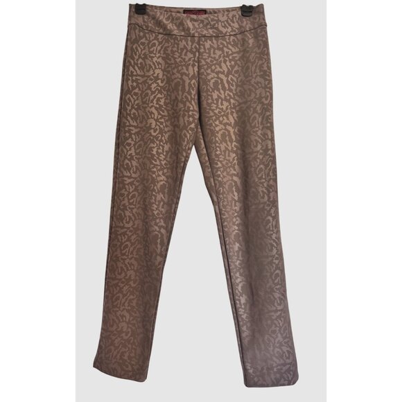 Krazy Larry Microfiber Dress Pants Size 2 Pull On Brown Print NWT Stretchy Slim - Picture 1 of 8